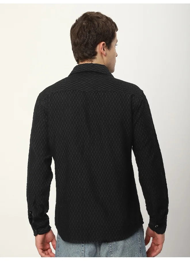 بيونغ Black Terry Textured Shirt