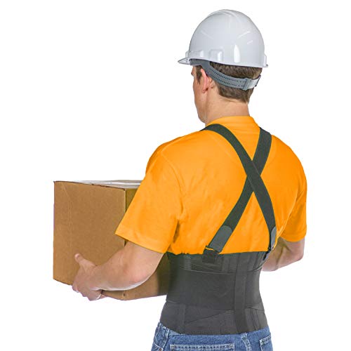 BraceAbility Work Back Brace - Removable Suspender Shoulder Straps for Heavy Lifting Safety - Industrial Lower Back Pain Protection Belt for Men and Women in Construction, Mover, Warehouse Jobs (2XL) - Image 1