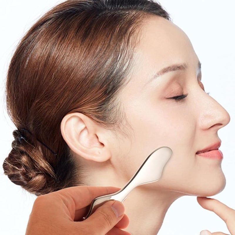 GALPADA 2 قطعة من مجموعة أدوات الجوا شا للوجه من الفولاذ المقاوم للصدأ لتقليح وتشكيل الوجه - Image 5