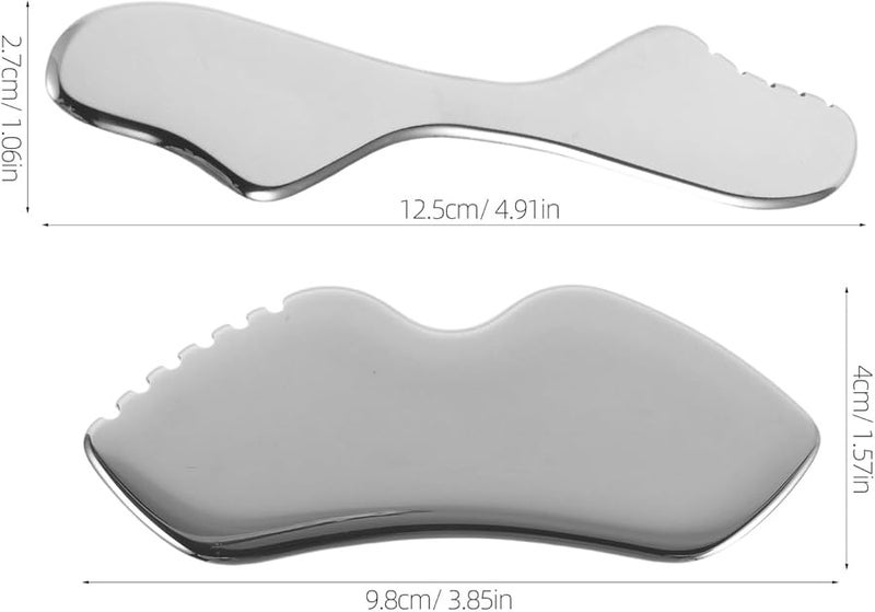 GALPADA 2 قطعة من مجموعة أدوات الجوا شا للوجه من الفولاذ المقاوم للصدأ لتقليح وتشكيل الوجه - Image 3