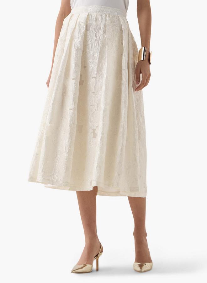 ايكونيك تنورة إيه لاين من الدانتيل مع تفاصيل طيات - Image 1