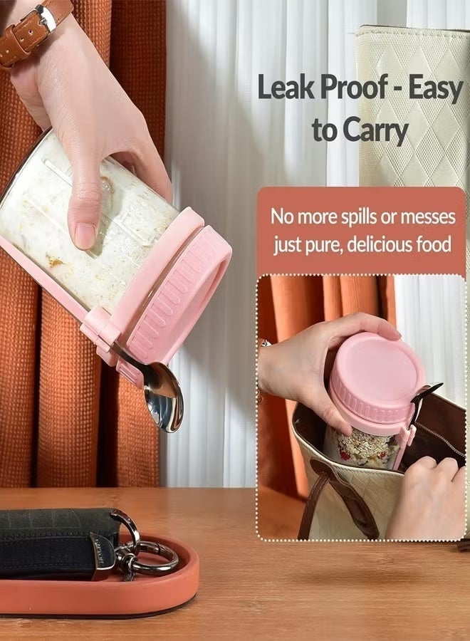 مجموعة حقيبة غداء كبيرة وأواني شوفان الليل: حقيبة طعام معزولة مضادة للماء قابلة للتوسيع مع4 علبت قياسيتين مع ملعقة - Image 4