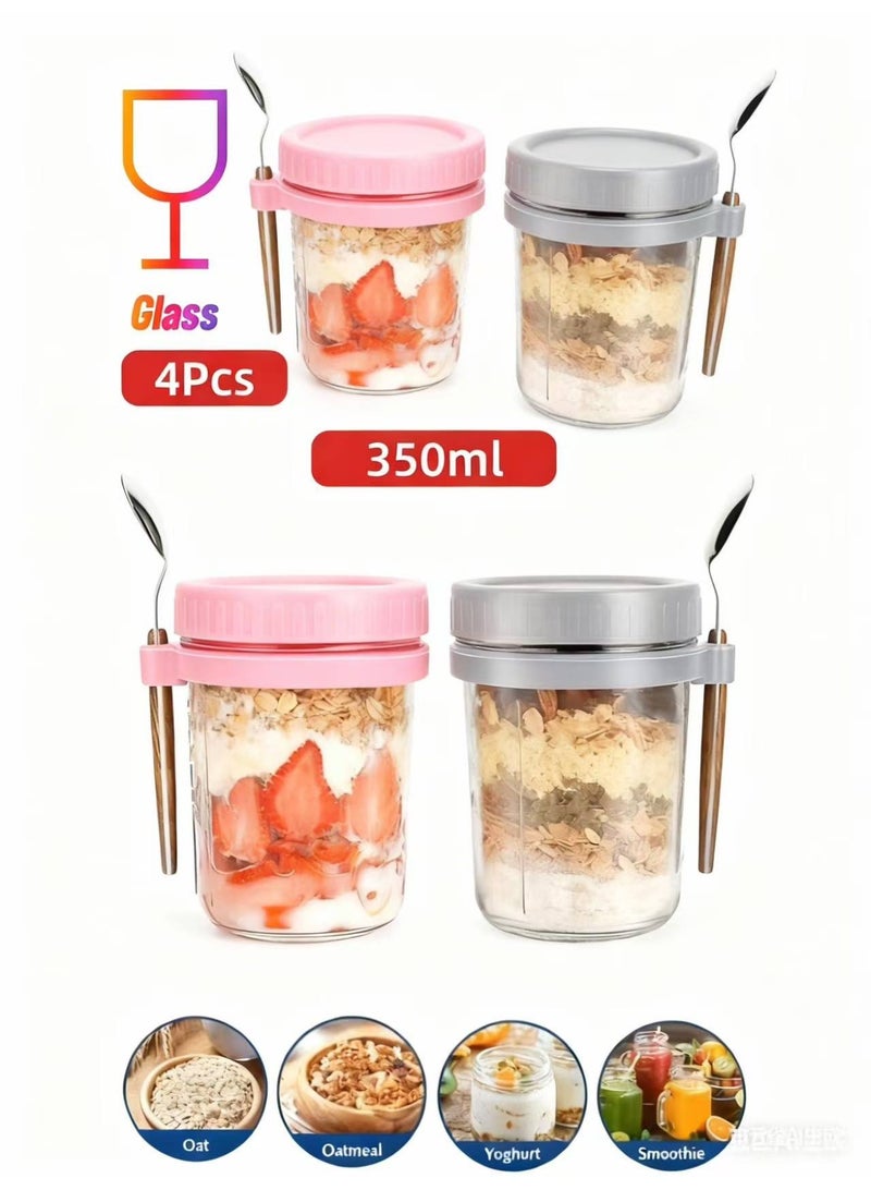 مجموعة حقيبة غداء كبيرة وأواني شوفان الليل: حقيبة طعام معزولة مضادة للماء قابلة للتوسيع مع4 علبت قياسيتين مع ملعقة - Image 3