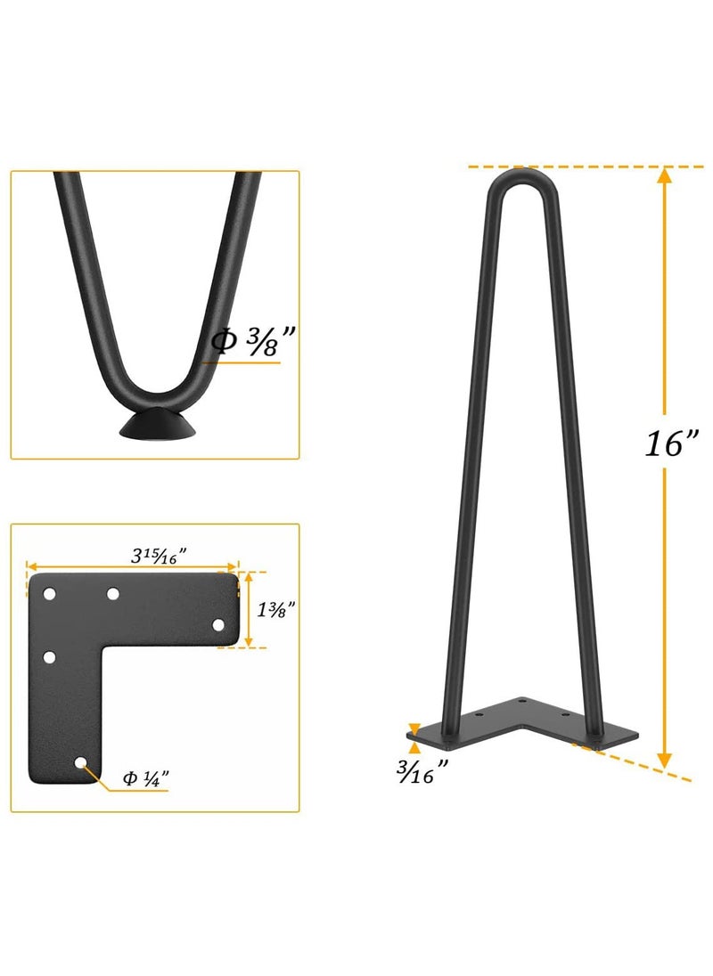 Genius Iron Genius Iron Hairpin Table Legs 16 inch 38 Solid Metal Steel Firm Welding Home DIY for Coffee Table Bench Chair with Rubber Floor Protectors Black 4 PCS  - Image 2