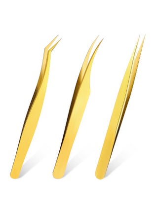 3 Pcs Lash Tweezers For Eyelash Extensions High Precision Gold Metal Tweezers Set Fiber Tip And Curved Isolation Tweezers Eyelash Extension Tools For Women Volume Lash Crafting Jewelry Making - pzsku/Z070E10C75FEFE53CF6BFZ/45/_/1720849893/2d84982e-cd48-4502-9dd2-e5005b051d84