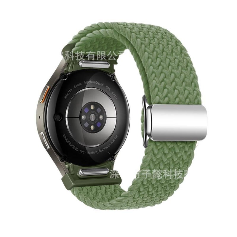 سوار ساعة ذكية سوار نايلون حلقي متوافق مع Samsung Galaxy Watch 7 بملاءمة قابلة للتعديل وحزام بديل باللون أسود قابل للتعديل - Image 1