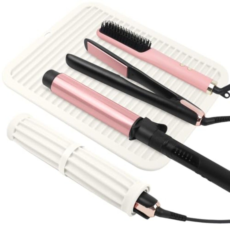 Oversize Silicone Heat Resistant Mat Professional Hot Hair Tools Mat for Curling Iron Flat Iron Hair Straightener Portable Hot Pad Cover with Velcro for Travel Home Salon 14.2 x 11.0 - Image 2