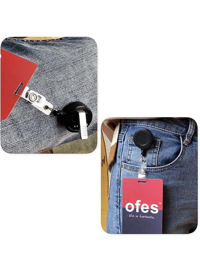 أكس سبرينج حامل شارات قابل للسحب مكون من قطعتين حامل شارات هوية مع مشبك دوار حامل سلسلة مفاتيح قابل للسحب مع سلك فولاذي قابل للسحب بطول 60 سم لسلسلة مفاتيح بطاقة العمل حامل شارات بطاقة الهوية باللون الأسود - Image 4