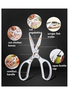 Hawaii 2 Pack Kitchen Scissors, Heavy Duty Sharp Cooking Scissors, Multipurpose StainlessSteel Scissors for Cutting Poultry, Chicken, Meat, Fish Shrimp, and Vegetable, Dishwasher Safe .  - Image 2