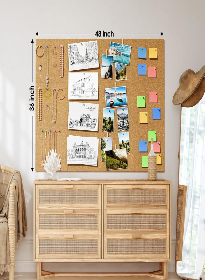 MaxGear Large Cork Board for Wall 48" x 36", 12 Pack Cork Board Tiles with 40 Pushpins & Safe Removable Adhesive Tabs, 12" x 12" Corkboards for Office, School & Home - Image 4
