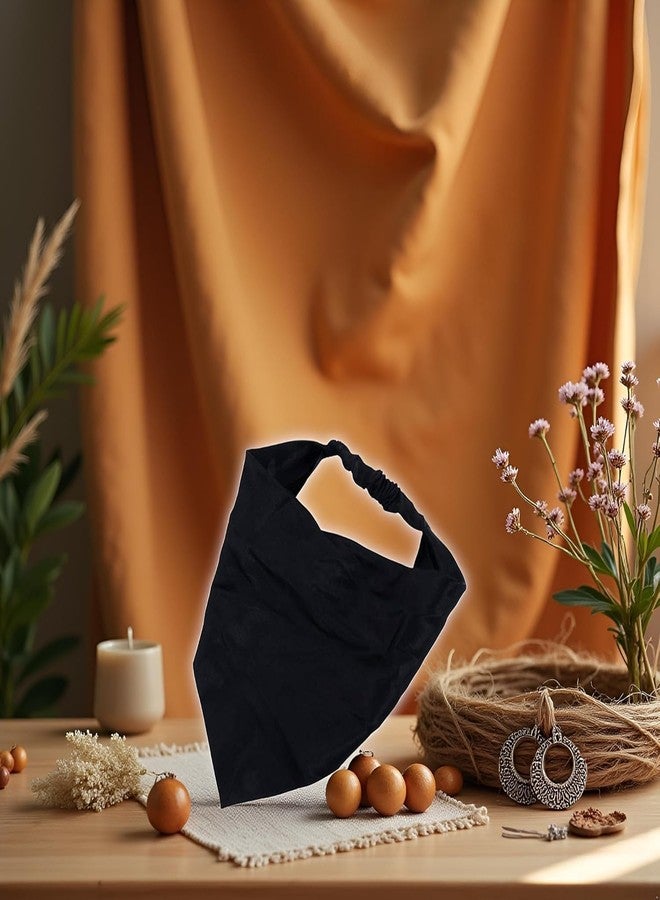SelHeng 2Pcs Black Hair Scarf Headband Elastic Hair Bandanas Scarf Headband Boho Triangle Hair Scarf Non Slip Headbands Hair Scarves for Teen Girls Caps, Headbands - Image 4