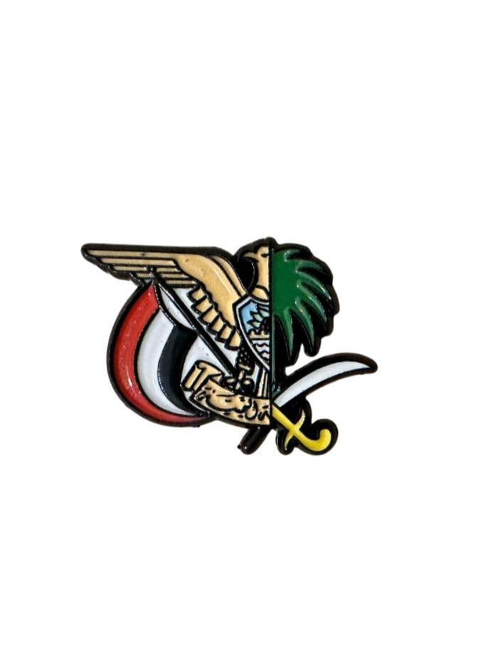 A mobile sticker and logo that combines the Yemeni falcon and the Saudi symbol, two swords and a palm tree, suitable for all types of mobile phones.
