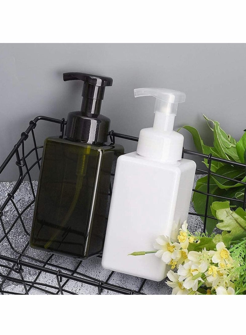 الأزرق جي دبليو Foaming Soap Dispenser, 450ml (15oz) Refillable Pump Bottle Plastic for Liquid Soap, Shampoo, Body Wash (2 Pcs) (White) - Image 3