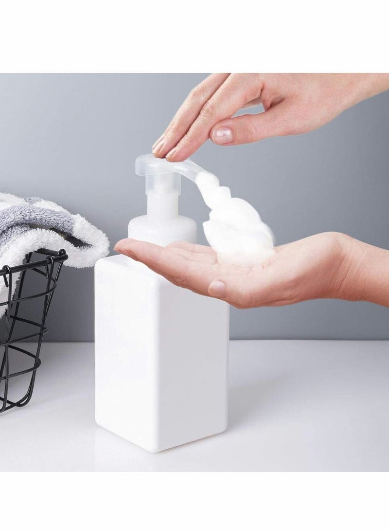 الأزرق جي دبليو Foaming Soap Dispenser, 450ml (15oz) Refillable Pump Bottle Plastic for Liquid Soap, Shampoo, Body Wash (2 Pcs) (White) - Image 5