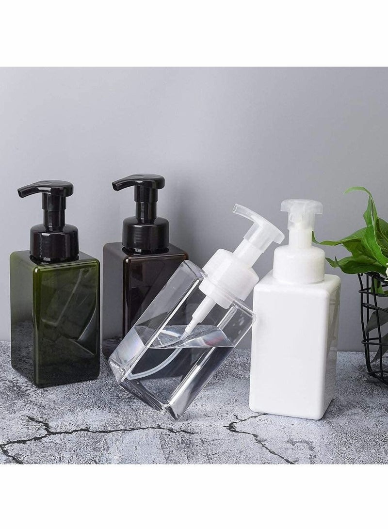 الأزرق جي دبليو Foaming Soap Dispenser, 450ml (15oz) Refillable Pump Bottle Plastic for Liquid Soap, Shampoo, Body Wash (2 Pcs) (White) - Image 4