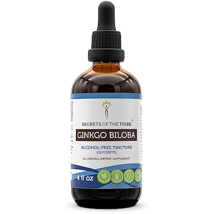 Secrets of the Tribe Ginkgo Biloba Tincture Alcohol-Free Extract, High-Potency Herbal Drops, Tincture Made from Ginkgo Biloba Positive Cognition 4 oz - Image 1