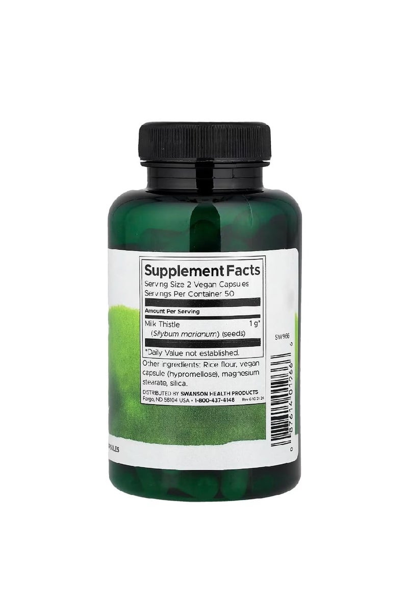 سوانسون كبسولات شوك الحليب كامل الطيف 500 ملغ 100 كبسولة نباتية - Image 2