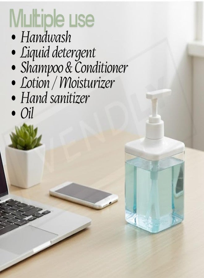VENDLY Liquid Handwash Dispenser for Home Pack of 2 | White Soap Pump Bottle for Bathroom & Wash Basin | Refillable Dispenser - Image 3