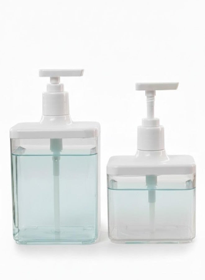 VENDLY Liquid Handwash Dispenser for Home Pack of 2 | White Soap Pump Bottle for Bathroom & Wash Basin | Refillable Dispenser - Image 1