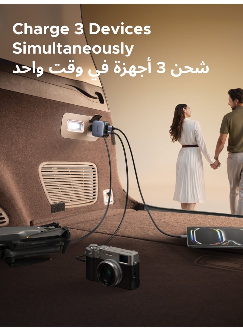 Ugreen Car Charger Retractable 60W Built-in 0.7 M Type C Cable 2C1A Car Adapter Fast Charging PC V0 Anti-fire Material For Safe Charging Compatible With iPhone iPad Samsung Galaxy Airpods Earbuds Apple Watch - Image 4