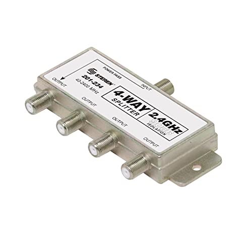 STEREN 4-Way 2.4GHz 90dB 1 Port Power Pass DC Passing On One Port F-Pin Coaxial Splitter [201-234] - Image 1