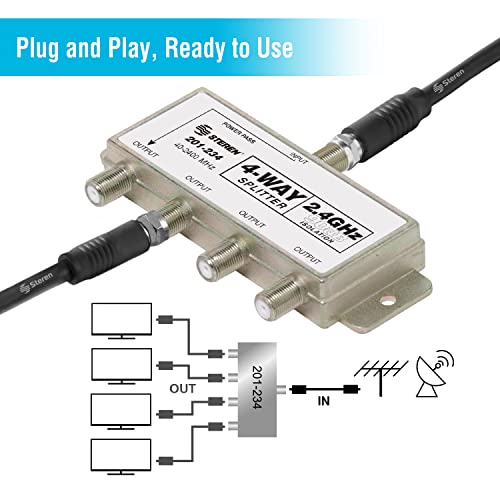 STEREN 4-Way 2.4GHz 90dB 1 Port Power Pass DC Passing On One Port F-Pin Coaxial Splitter [201-234] - Image 2