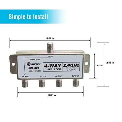 STEREN 4-Way 2.4GHz 90dB 1 Port Power Pass DC Passing On One Port F-Pin Coaxial Splitter [201-234] - Image 4
