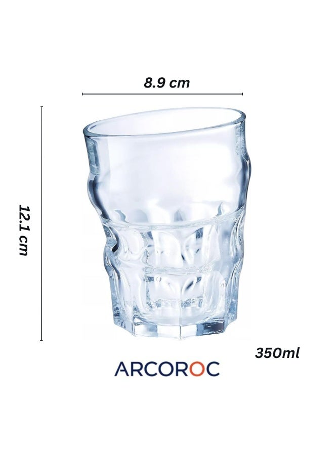 Arcoroc Pop Corn Tumbler Glass – 350ml | Set of 6 | Premium Quality | Unique & Creative Design | Dishwasher Safe | France - Image 3