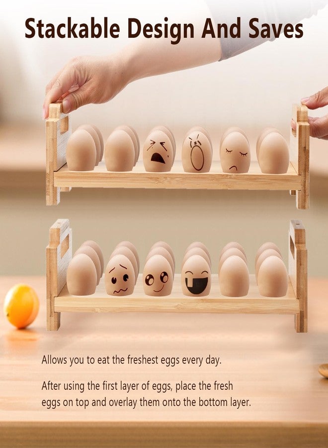 MFBJXC Bamboo Egg Holder Countertop - 2-Tier 18-Egg Stackable Organizer with Screwdriver, Farmhouse Kitchen Storage for Chicken/Duck Eggs - Image 4