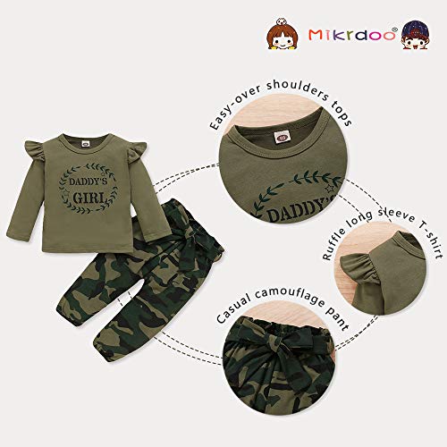 Mikrdoo 2T Toddler Girl Outfit Cotton Letter Print Shirt Camo Pants 2pcs Toddler Baby Camouflage Outfits Set 2t-3T - Image 5