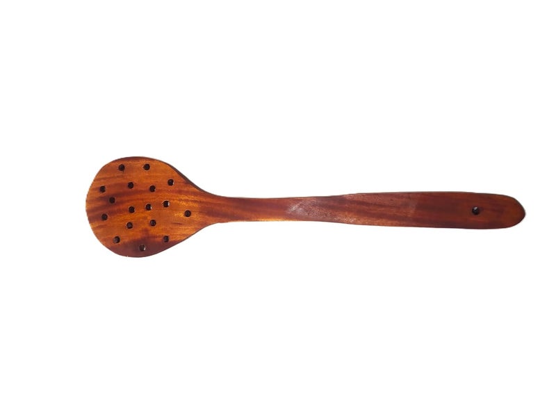 A2Z Appliances Store Handcrafted Wooden Slotted Spoon Round Cooking Ladle with Holes Multipurpose Kitchen Utensil for NonStick CookwareHoles for Cooking DosaRotiChapati 33 7 cm  - Image 4