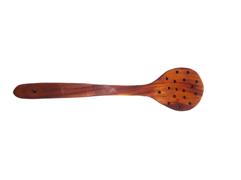 A2Z Appliances Store Handcrafted Wooden Slotted Spoon Round Cooking Ladle with Holes Multipurpose Kitchen Utensil for NonStick CookwareHoles for Cooking DosaRotiChapati 33 7 cm  - Image 5