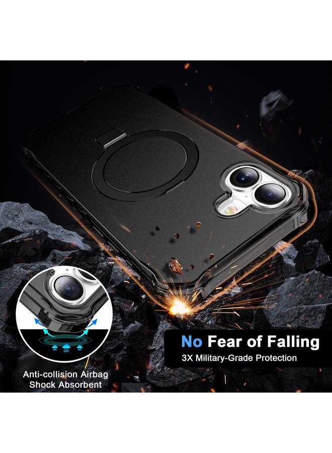 S-TOP Case For iPhone 16 Solid Color Wave MagSafe Holder Phone Case - Image 3