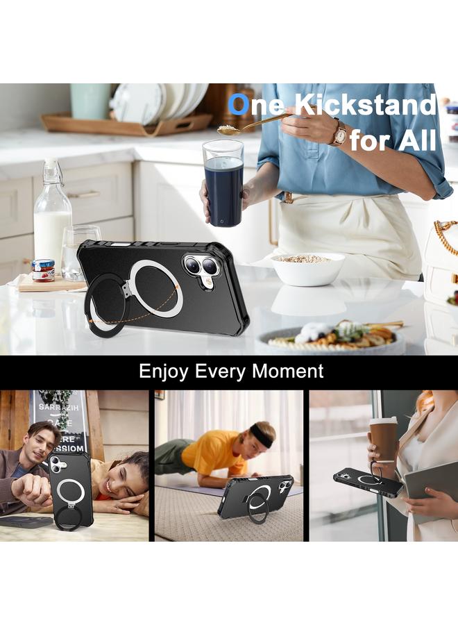 S-TOP Case For iPhone 16 Solid Color Wave MagSafe Holder Phone Case - Image 5