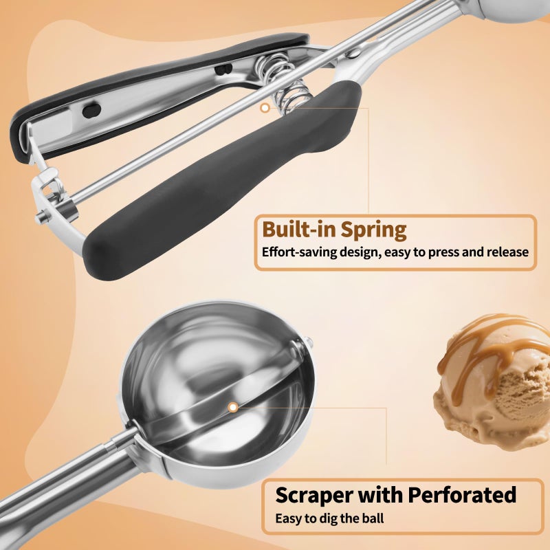 JETONN Medium Cookie Scoop 2 Tablespoon  Size #40 Cookie Dough Scoop  18/8 Stainless Steel Ice Cream Scoop With Comfortable Grip  For Baking Cookies  Muffins  Cupcakes - Image 3