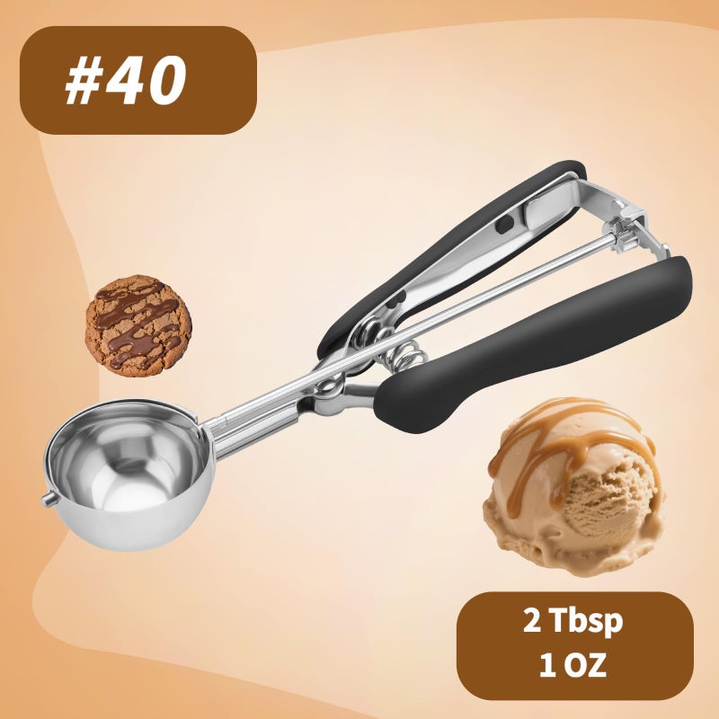 JETONN Medium Cookie Scoop 2 Tablespoon  Size #40 Cookie Dough Scoop  18/8 Stainless Steel Ice Cream Scoop With Comfortable Grip  For Baking Cookies  Muffins  Cupcakes - Image 2