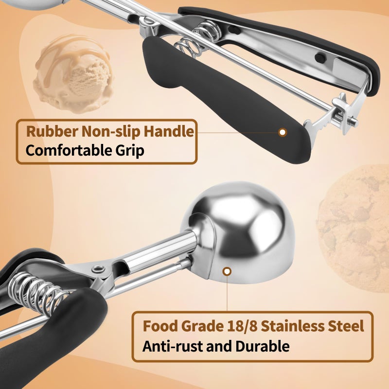 JETONN Medium Cookie Scoop 2 Tablespoon  Size #40 Cookie Dough Scoop  18/8 Stainless Steel Ice Cream Scoop With Comfortable Grip  For Baking Cookies  Muffins  Cupcakes - Image 4