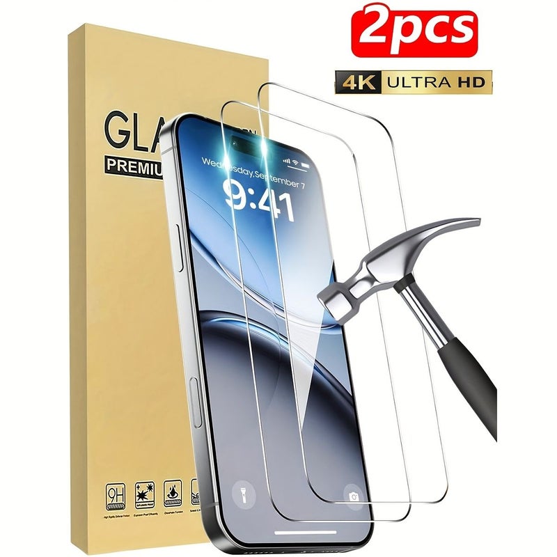 2 Pack Transparent Tempered Glass Screen Protector Compatible with iPhone SE 2020 9H Hardness Scratch Resistant Bubble Free Installation - Image 1