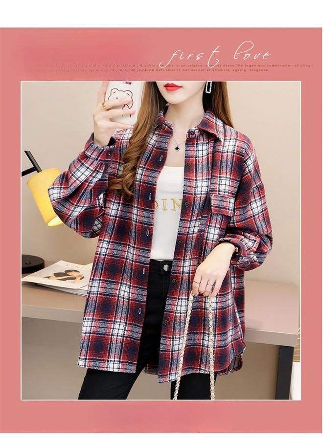 Women's Plaid Button Down Multicolor Wool Shirt - Image 3