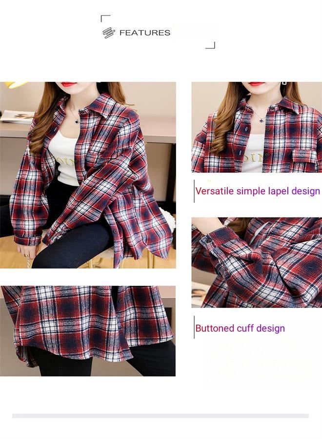 Women's Plaid Button Down Multicolor Wool Shirt - Image 4