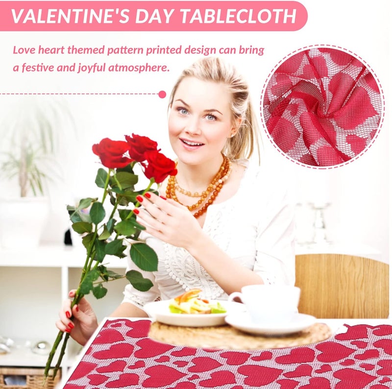 klarako Table Runner Red Tablecloth Table Cloth Outdoor Dinner Table Decor Valentine Party Tablecloth Valentine Table Garden Decors Valentine Table Topper Table Cover Polyester The Banner - Image 5