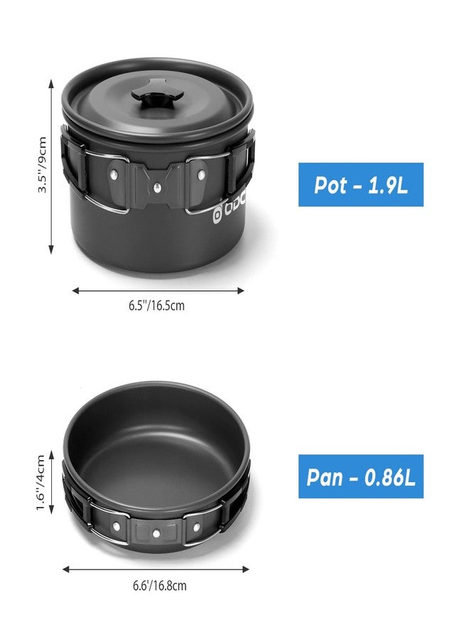 Odoland 15pcs Camping Cookware Mess Kit, 1.9L Pot, for Camping, Backpacking - Image 3