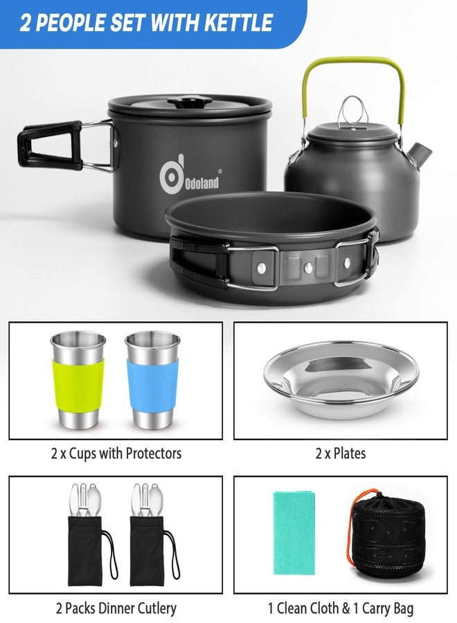 Odoland 15pcs Camping Cookware Mess Kit, 1.9L Pot, for Camping, Backpacking - Image 4