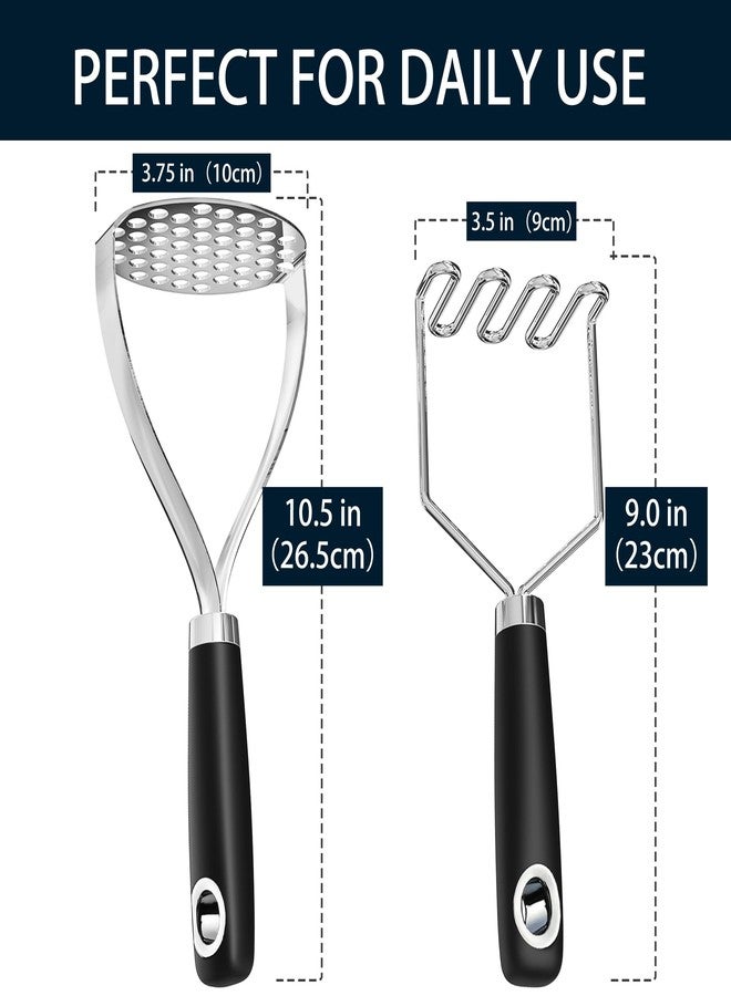 MUJINON 18/0 Stainless Steel Potato Mashers, 10.3-inch, Non-slip Handle, Kitchen Tool for Avocado Vegetable Sauce Butter Pumpkin Puree Bean, Dishwasher Safe, Pack of 2 - Image 5