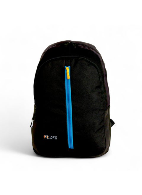 Basic Backpack Black/Teal Blue front zip unisex backpack- FDB01