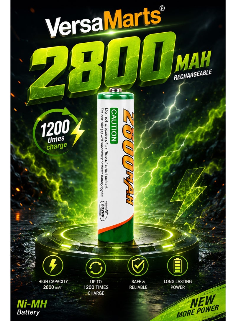 بطارية AAA قابلة لإعادة الشحن 2800mAh Ni-MH 1.2V – بطاريات عالية السعة للأضواء والكاميرات والألعاب والأجهزة الإلكترونية - Image 3