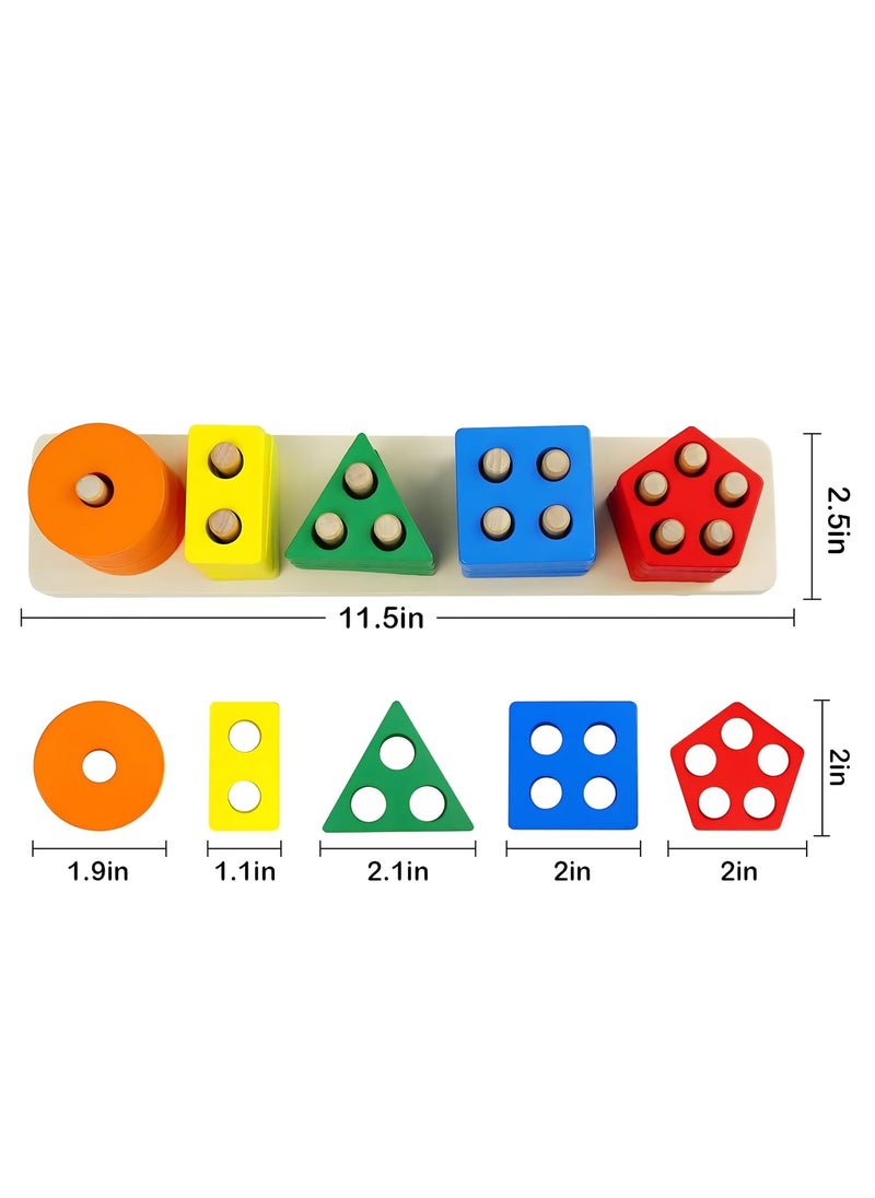 Nut - 5pcs Wooden Early Education Baby Toys, (Sorting & Stacking Toys + Piano Xylophone + Bead Maze Roller Coaster + Color Balls Sorting + Memory Matching Board) Toddlers Montessori Toys for Kids - Image 1