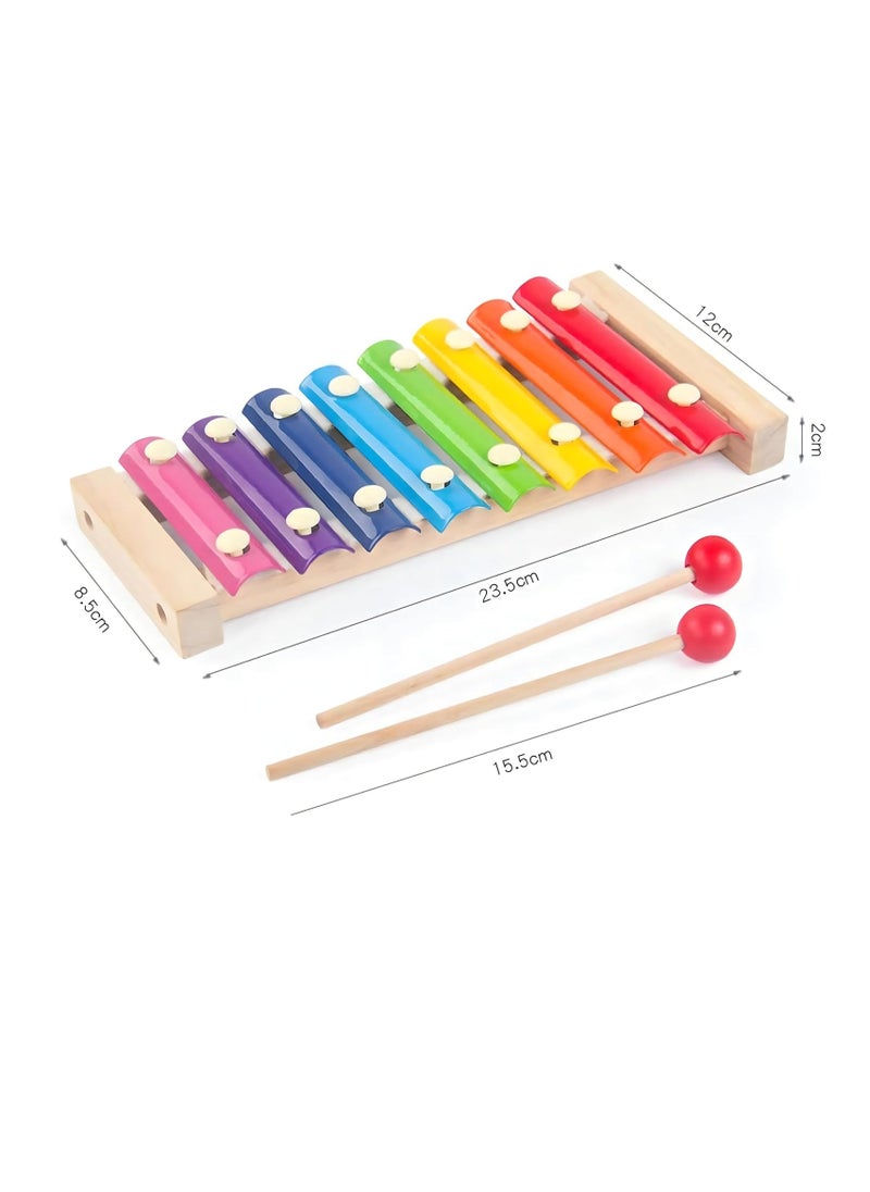 Nut - 5pcs Wooden Early Education Baby Toys, (Sorting & Stacking Toys + Piano Xylophone + Bead Maze Roller Coaster + Color Balls Sorting + Memory Matching Board) Toddlers Montessori Toys for Kids - Image 1