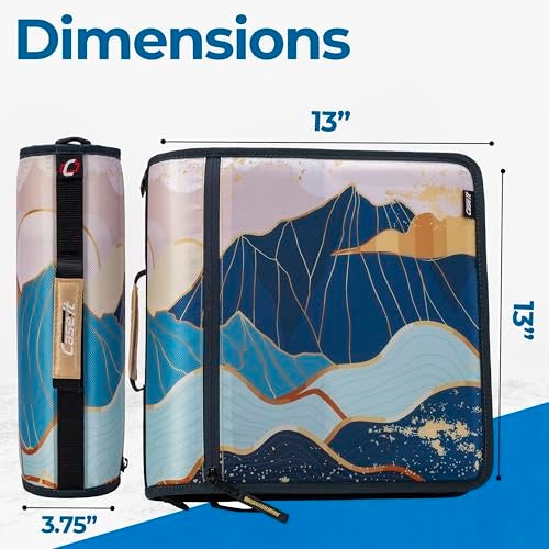 Case it Case-it Mighty Zip Tab School Zipper Binder | 3-Inch O-Rings, 600-Sheet Capacity, 5-Subject Expanding File Folder, Multiple Pockets & Storage Organizer, Shoulder Strap | D-146 Mountains - Image 2