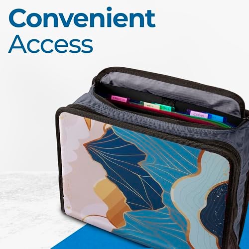 Case it Case-it Mighty Zip Tab School Zipper Binder | 3-Inch O-Rings, 600-Sheet Capacity, 5-Subject Expanding File Folder, Multiple Pockets & Storage Organizer, Shoulder Strap | D-146 Mountains - Image 3